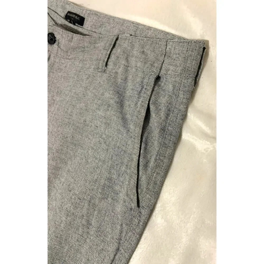 Men's Banana Republic Linen Blend Dress Trouser Pants Light Gray Size 35X32